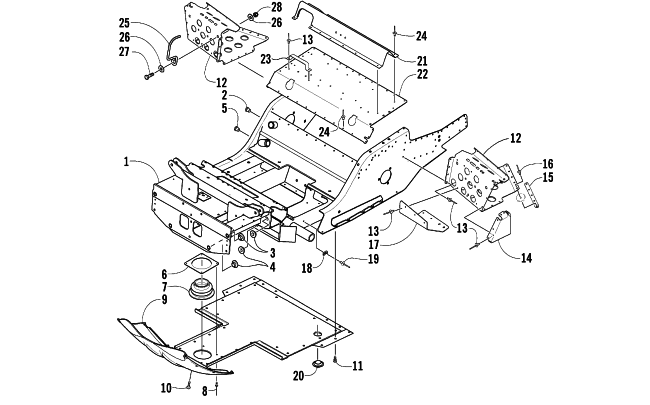 Parts Diagram for Arctic Cat 2003 BEARCAT WIDE TRACK SNOWMOBILE FRONT FRAME AND FOOTREST ASSEMBLY