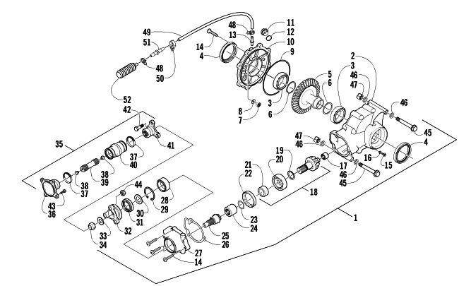 Parts Diagram for Arctic Cat 2003 400 FIS AUTOMATIC TRANSMISSION (2X4 ) ATV REAR DRIVE GEARCASE ASSEMBLY
