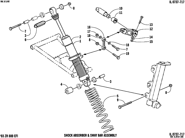 Parts Diagram for Arctic Cat 2003 ZR 800 EFI () SNOWMOBILE SHOCK ABSORBER AND SWAY BAR ASSEMBLY