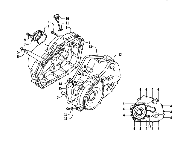 Parts Diagram for Arctic Cat 2004 400 MANUAL TRANSMISSION 2X4 FIS ATV CRANKCASE COVER ASSEMBLY