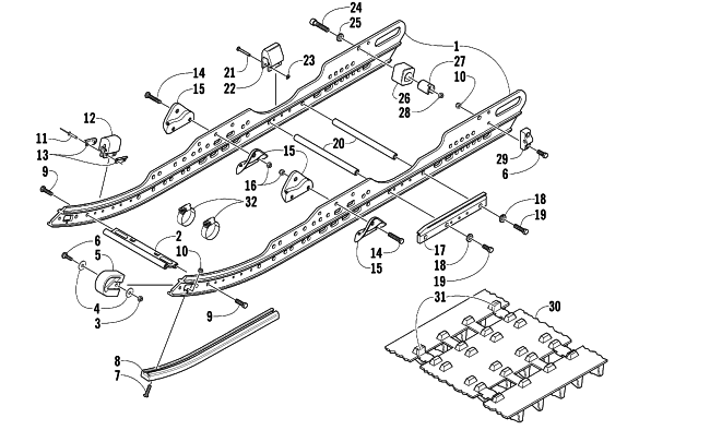 Parts Diagram for Arctic Cat 2003 ZR 900 SNO PRO () SNOWMOBILE SLIDE RAIL AND TRACK ASSEMBLY