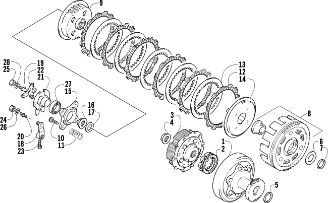 Parts Diagram for Arctic Cat 2003 400 4X4 MANUAL TRANSMISSION () ATV CLUTCH ASSEMBLY
