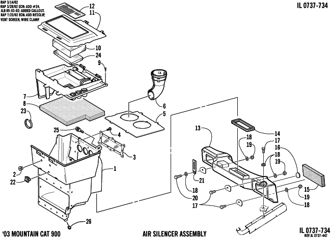 Parts Diagram for Arctic Cat 2003 MOUNTAIN CAT 900 1M ( 159) SNOWMOBILE AIR SILENCER ASSEMBLY