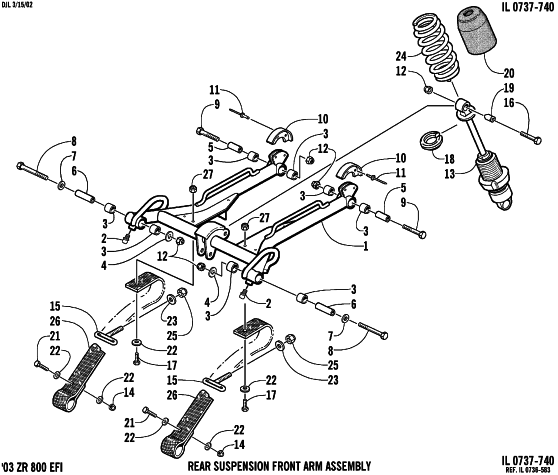 Parts Diagram for Arctic Cat 2003 ZR 900 () SNOWMOBILE REAR SUSPENSION FRONT ARM ASSEMBLY