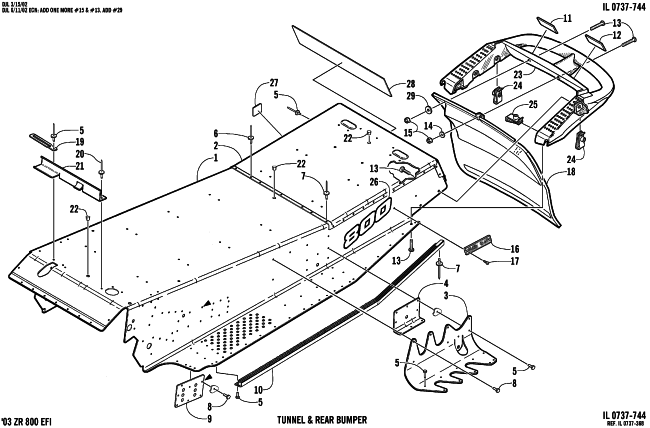 Parts Diagram for Arctic Cat 2003 ZR 800 EFI () SNOWMOBILE TUNNEL AND REAR BUMPER