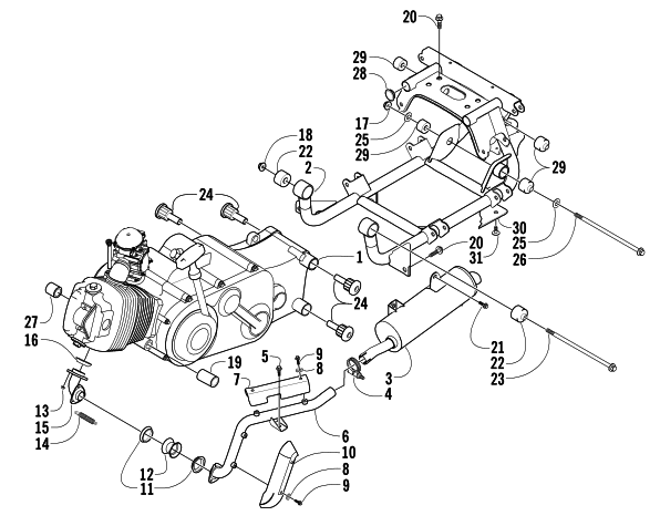 Parts Diagram for Arctic Cat 2003 300 (2X4 ) ATV ENGINE AND RELATED PARTS