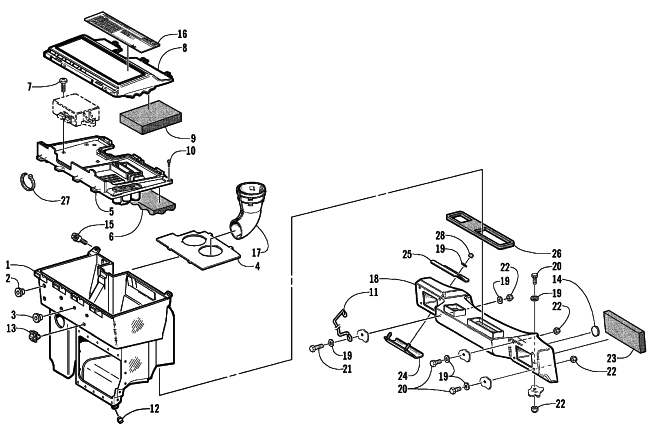 Parts Diagram for Arctic Cat 2003 ZR 900 () SNOWMOBILE AIR SILENCER ASSEMBLY