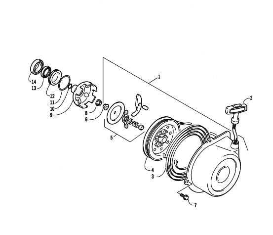 Parts Diagram for Arctic Cat 2004 500 AUTOMATIC TRANSMISSION 4X4 FIS ATV RECOIL STARTER ASSEMBLY