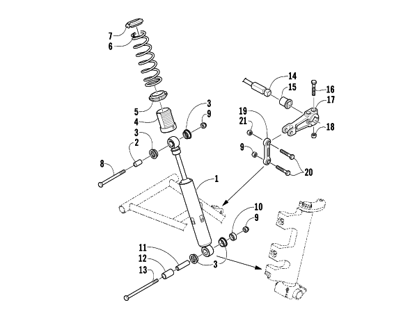 Parts Diagram for Arctic Cat 2003 4-STROKE TOURING SNOWMOBILE SHOCK ABSORBER AND SWAY BAR ASSEMBLY