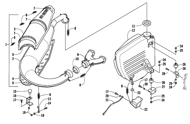 Parts Diagram for Arctic Cat 2003 PANTHER 570 ESR () SNOWMOBILE EXHAUST ASSEMBLY