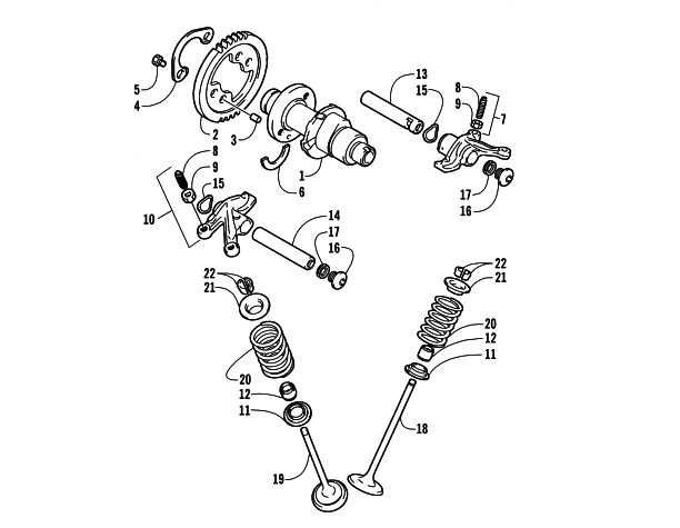 Parts Diagram for Arctic Cat 2004 500 AUTOMATIC TRANSMISSION 4X4 FIS ATV CAMSHAFT/VALVE ASSEMBLY