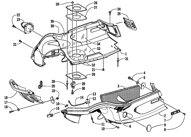 Parts Diagram for Arctic Cat 2003 Z 570 (ESR) SNOWMOBILE BELLY PAN AND FRONT BUMPER ASSEMBLY