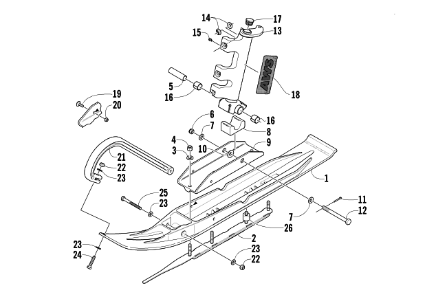 Parts Diagram for Arctic Cat 2003 BEARCAT WIDE TRACK SNOWMOBILE SKI AND SPINDLE ASSEMBLY