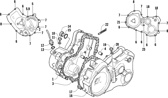 Parts Diagram for Arctic Cat 2004 300 4X4 MRP ATV CRANKCASE COVER ASSEMBLY