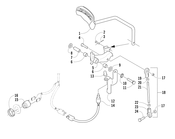Parts Diagram for Arctic Cat 2003 BEARCAT WIDE TRACK SNOWMOBILE REVERSE SHIFT LEVER ASSEMBLY