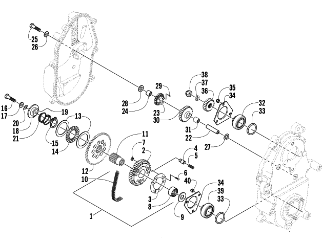 Parts Diagram for Arctic Cat 2003 4-STROKE TOURING () SNOWMOBILE DRIVE/REVERSE DROPCASE ASSEMBLY