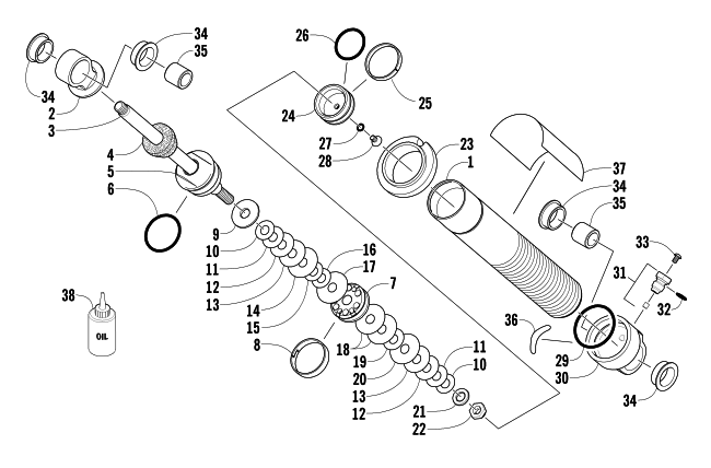 Parts Diagram for Arctic Cat 2003 FIRECAT 500 SNOWMOBILE FRONT SUSPENSION SHOCK ABSORBER