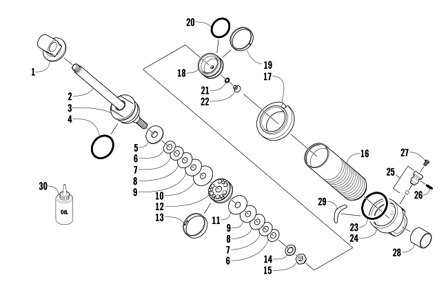 Parts Diagram for Arctic Cat 2003 FIRECAT 500 SNOWMOBILE REAR SUSPENSION FRONT ARM SHOCK ABSORBER