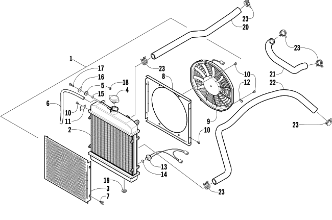 Parts Diagram for Arctic Cat 2003 500 FIS AUTOMATIC TRANSMISSION () ATV COOLING ASSEMBLY