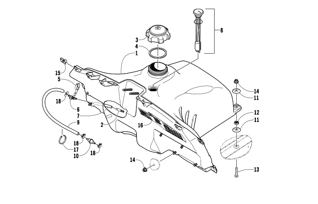 Parts Diagram for Arctic Cat 2004 FIRECAT 500 SNO PRO 1 SNOWMOBILE GAS TANK ASSEMBLY