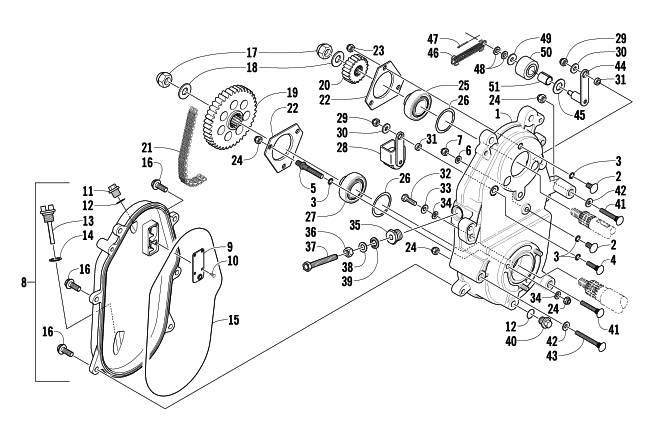 Parts Diagram for Arctic Cat 2003 MOUNTAIN CAT 900 ( 144) SNOWMOBILE DRIVE/DROPCASE ASSEMBLY