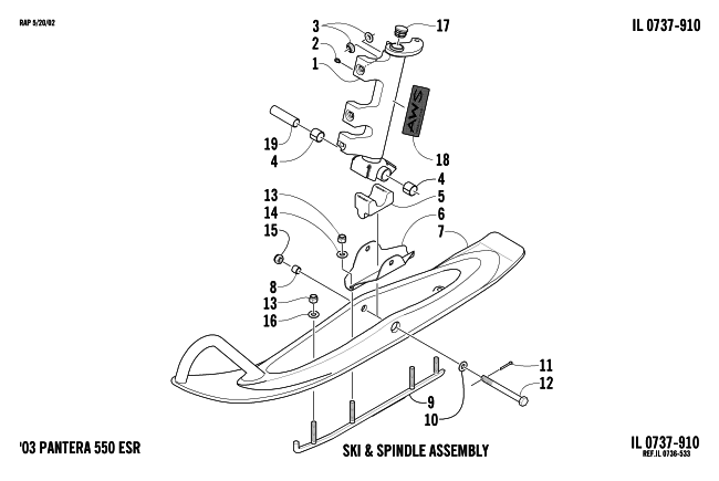 Parts Diagram for Arctic Cat 2003 PANTERA 550 () SNOWMOBILE SKI AND SPINDLE ASSEMBLY