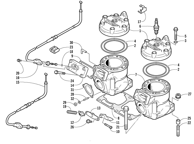 Parts Diagram for Arctic Cat 2003 ZR 800 EFI SNO PRO () SNOWMOBILE CYLINDER AND HEAD ASSEMBLY