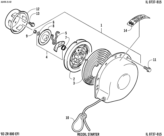 Parts Diagram for Arctic Cat 2003 ZL 800 EFI SS () SNOWMOBILE RECOIL STARTER