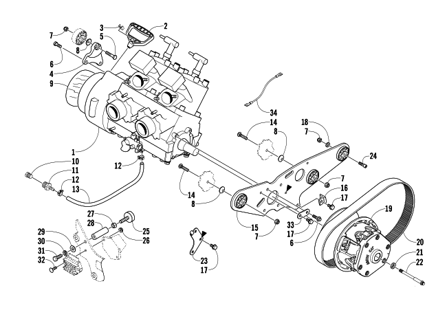 Parts Diagram for Arctic Cat 2003 FIRECAT 500 SNO PRO SNOWMOBILE ENGINE AND RELATED PARTS