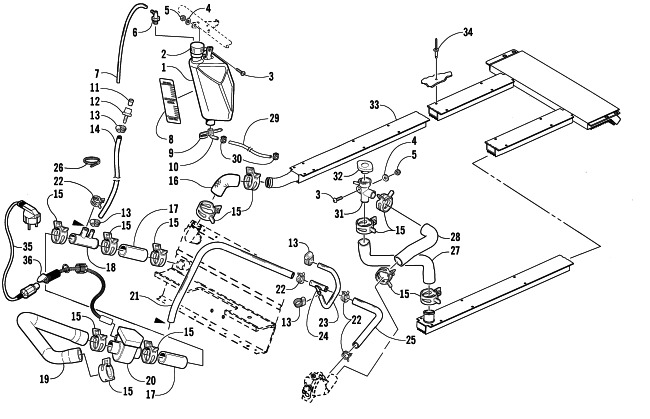 Parts Diagram for Arctic Cat 2003 4-STROKE TOURING () SNOWMOBILE COOLING ASSEMBLY