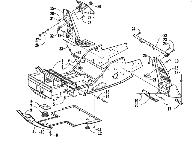 Parts Diagram for Arctic Cat 2003 4-STROKE TOURING SNOWMOBILE FRONT FRAME AND FOOTREST ASSEMBLY