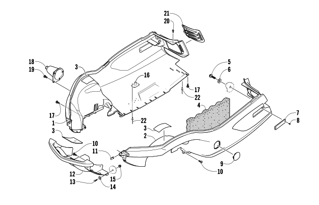 Parts Diagram for Arctic Cat 2003 4-STROKE TOURING SNOWMOBILE BELLY PAN AND FRONT BUMPER ASSEMBLY