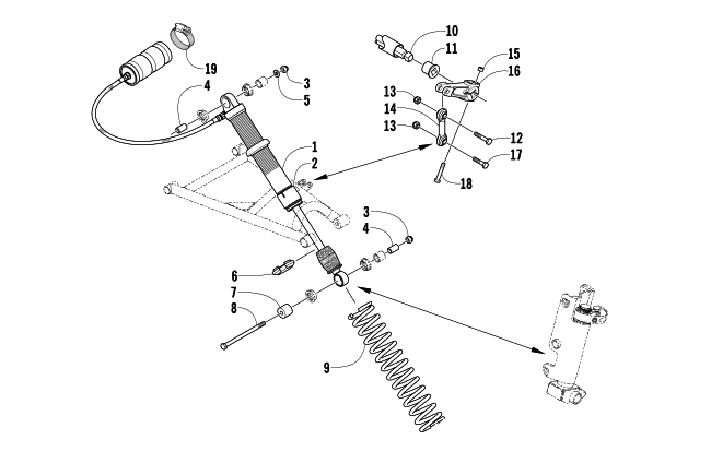 Parts Diagram for Arctic Cat 2003 FIRECAT 700 EFI SNO PRO SNOWMOBILE SHOCK ABSORBER AND SWAY BAR ASSEMBLY