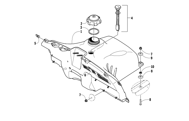 Parts Diagram for Arctic Cat 2004 FIRECAT 700 EFI EXT SNOWMOBILE GAS TANK ASSEMBLY