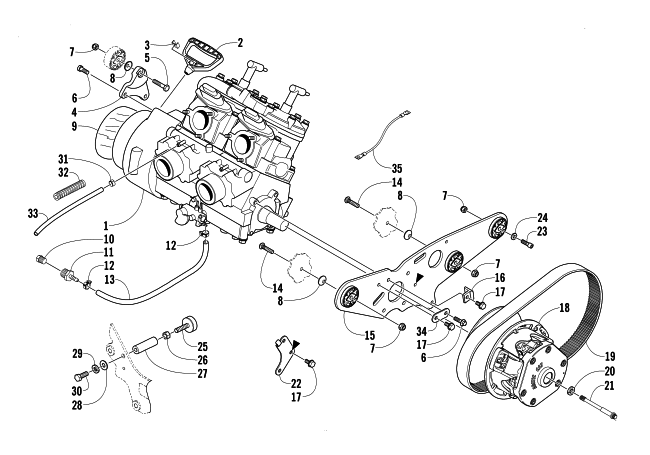 Parts Diagram for Arctic Cat 2003 FIRECAT 700 EFI SNOWMOBILE ENGINE AND RELATED PARTS