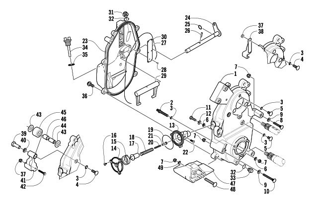Parts Diagram for Arctic Cat 2003 PANTHER 370 R SNOWMOBILE DROPCASE AND CHAIN TENSION ASSEMBLY