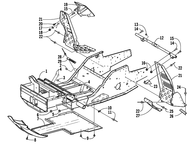 Parts Diagram for Arctic Cat 2003 PANTHER 370 R SNOWMOBILE FRONT FRAME AND FOOTREST ASSEMBLY