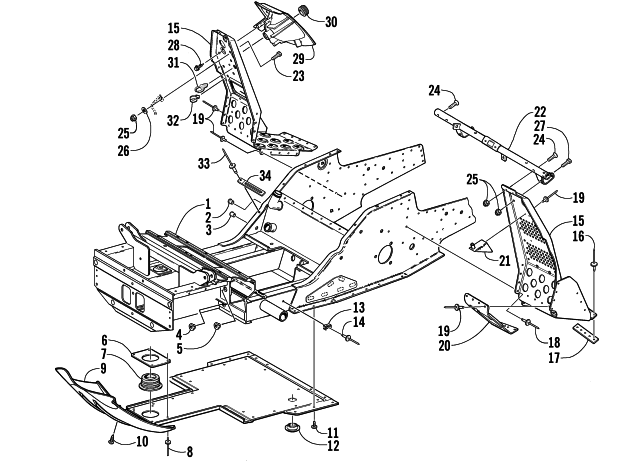 Parts Diagram for Arctic Cat 2003 4-STROKE TRAIL SNOWMOBILE FRONT FRAME AND FOOTREST ASSEMBLY