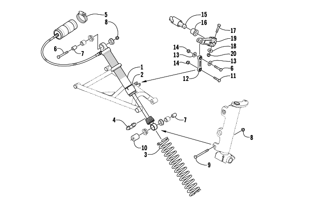 Parts Diagram for Arctic Cat 2003 Z 440 SNO PRO SNOWMOBILE SHOCK ABSORBER AND SWAY BAR ASSEMBLY