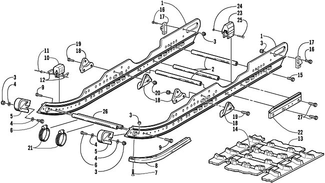 Parts Diagram for Arctic Cat 2003 Z 440 SNO PRO SNOWMOBILE SLIDE RAIL AND TRACK ASSEMBLY