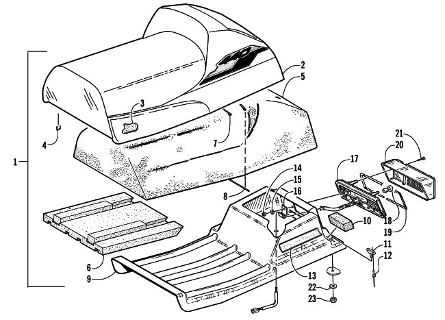Parts Diagram for Arctic Cat 2003 Z 440 SNO PRO SNOWMOBILE SEAT AND TAILLIGHT ASSEMBLY