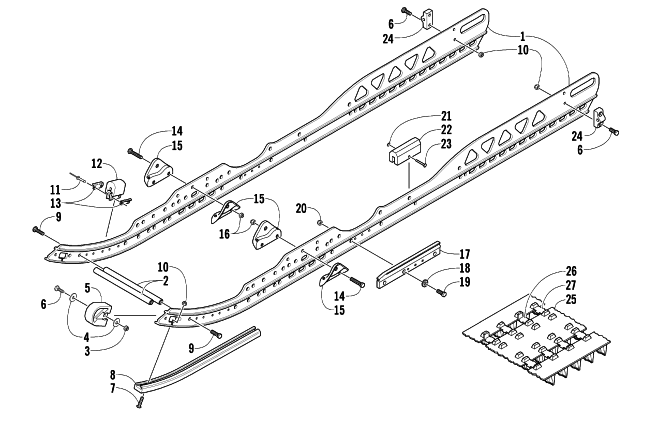 Parts Diagram for Arctic Cat 2003 MOUNTAIN CAT 900 1M ( 159) SNOWMOBILE SLIDE RAIL AND TRACK ASSEMBLY