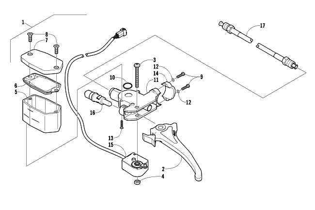 Parts Diagram for Arctic Cat 2006 SABERCAT 700 EFI LX SNOWMOBILE HYDRAULIC BRAKE CONTROL ASSEMBLY