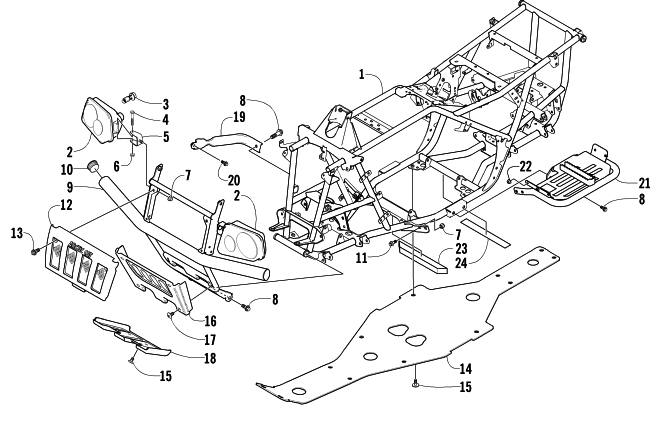 Parts Diagram for Arctic Cat 2003 500 FIS MANUAL TRANSMISSION ( - MRP) ATV FRAME AND RELATED PARTS