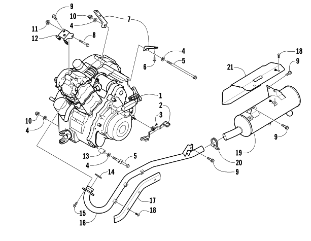 Parts Diagram for Arctic Cat 2003 500 FIS MANUAL TRANSMISSION ( - MRP) ATV ENGINE AND EXHAUST