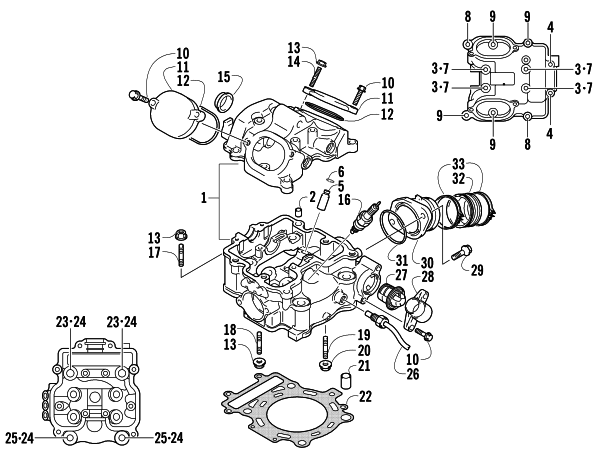 Parts Diagram for Arctic Cat 2003 500 FIS MANUAL TRANSMISSION ( - MRP) ATV CYLINDER HEAD ASSEMBLY