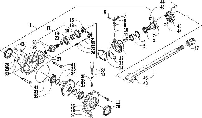 Parts Diagram for Arctic Cat 2005 300 ATV FRONT DRIVE GEARCASE ASSEMBLY