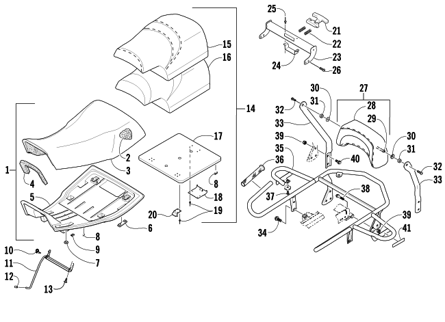 Parts Diagram for Arctic Cat 2005 500 AUTOMATIC TRANSMISSION 4X4 TRV ATV SEAT ASSEMBLY