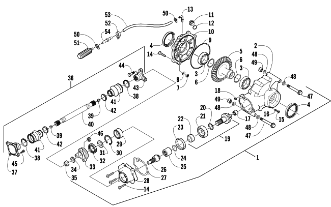 Parts Diagram for Arctic Cat 2003 500 TRV AUTOMATIC TRANSMISSION ATV REAR DRIVE GEARCASE ASSEMBLY