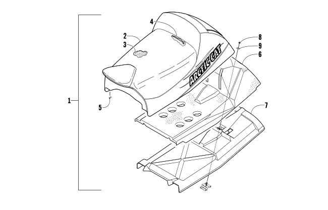 Parts Diagram for Arctic Cat 2004 FIRECAT 600 EFI EARLY BUILD SNOWMOBILE SEAT ASSEMBLY